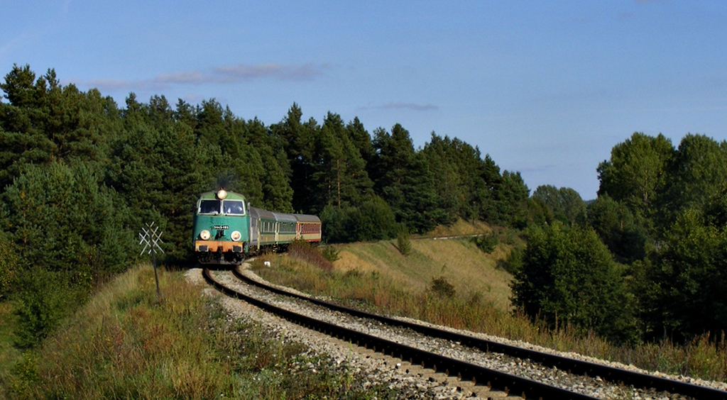 SU45-195 z TLK "Hańcza" na Okuniowcu