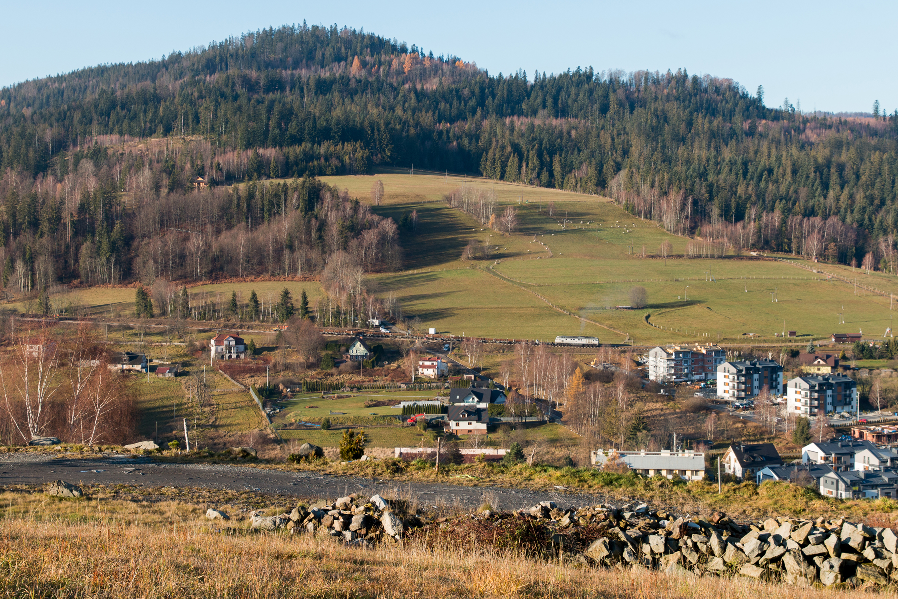 Spychanie składu o poranku