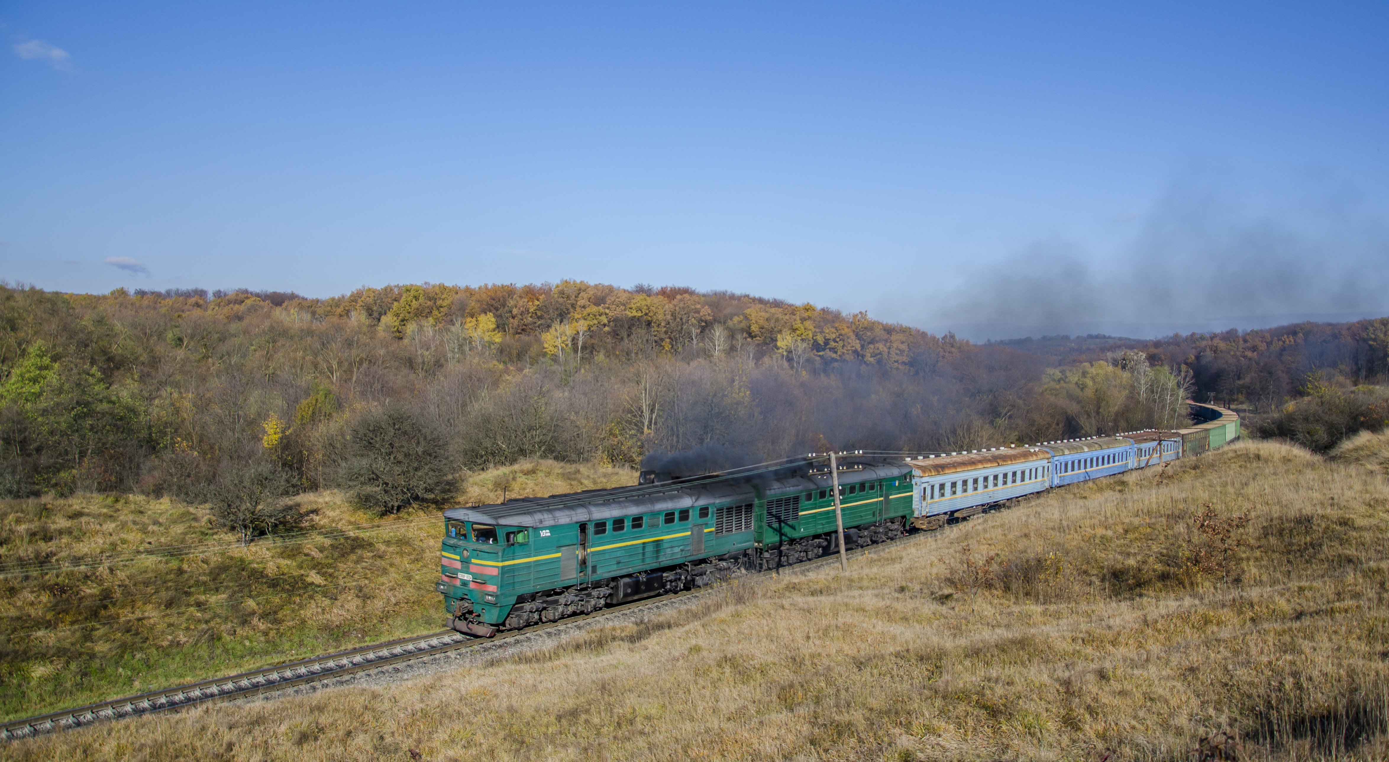 2TE10UT-0034 on Bukovyna hills
