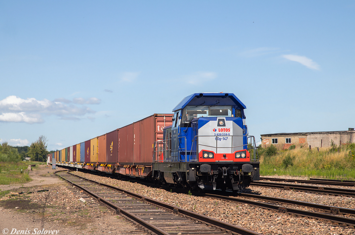 6Dg-147 z pociągiem towarowym do stacji Korsze